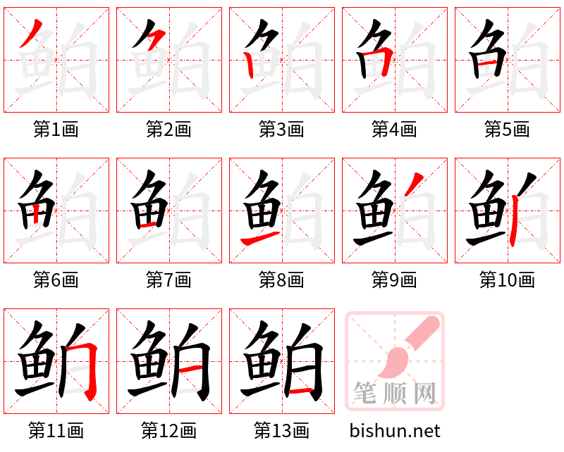 鲌 笔顺规范