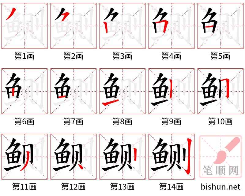 鲗 笔顺规范