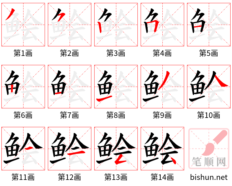 鲙 笔顺规范