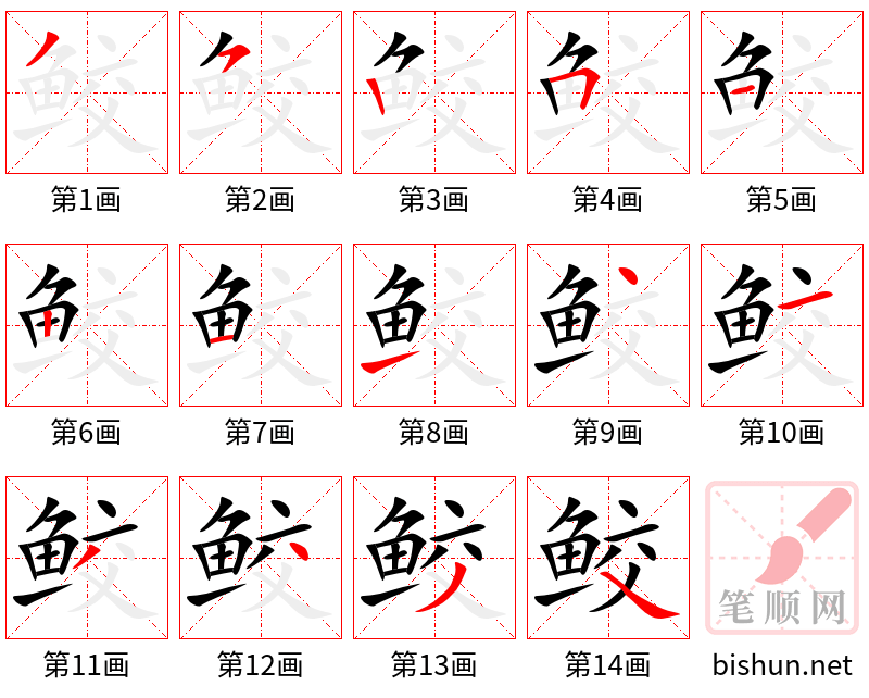 鲛 笔顺规范