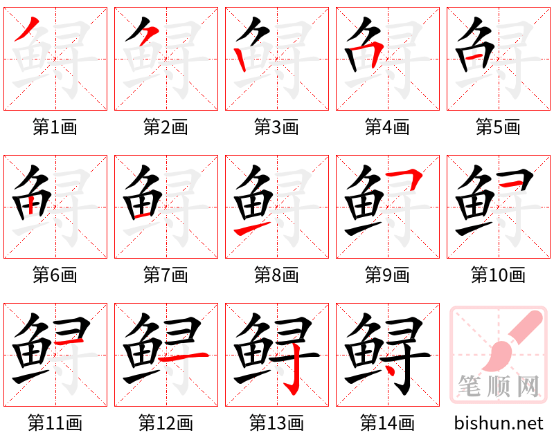 鲟 笔顺规范