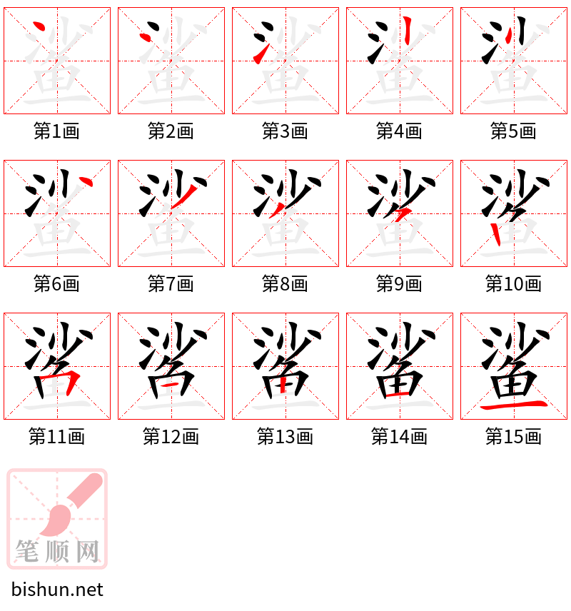 鲨 笔顺规范