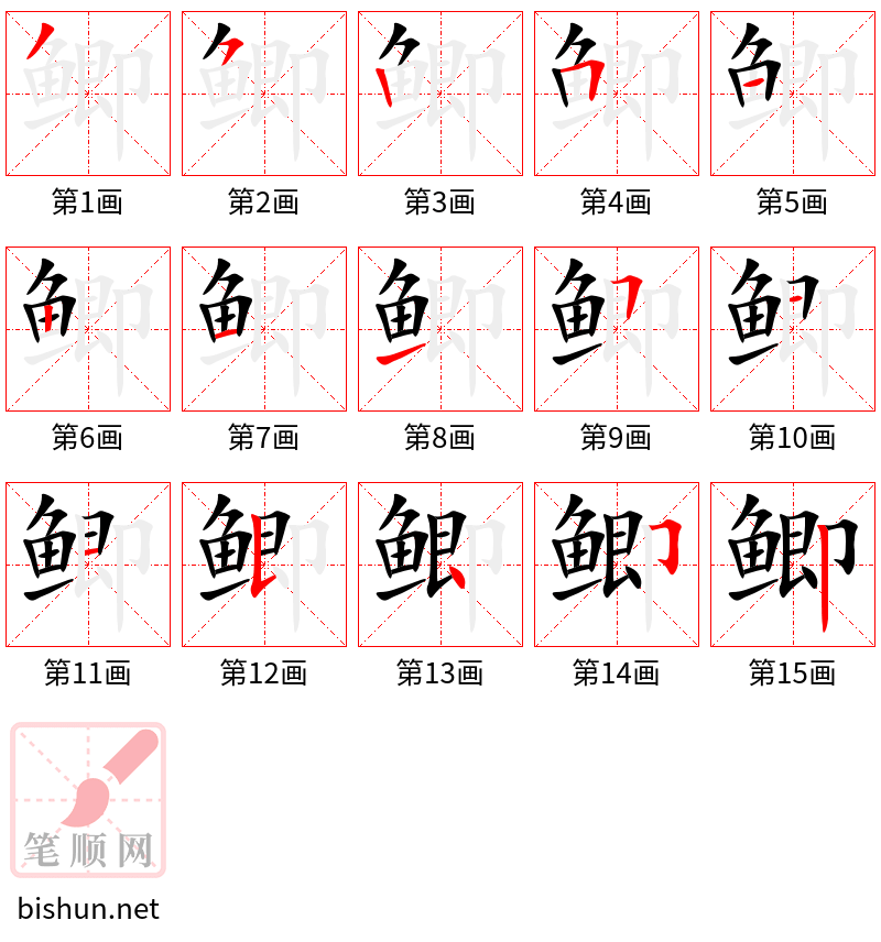 鲫 笔顺规范