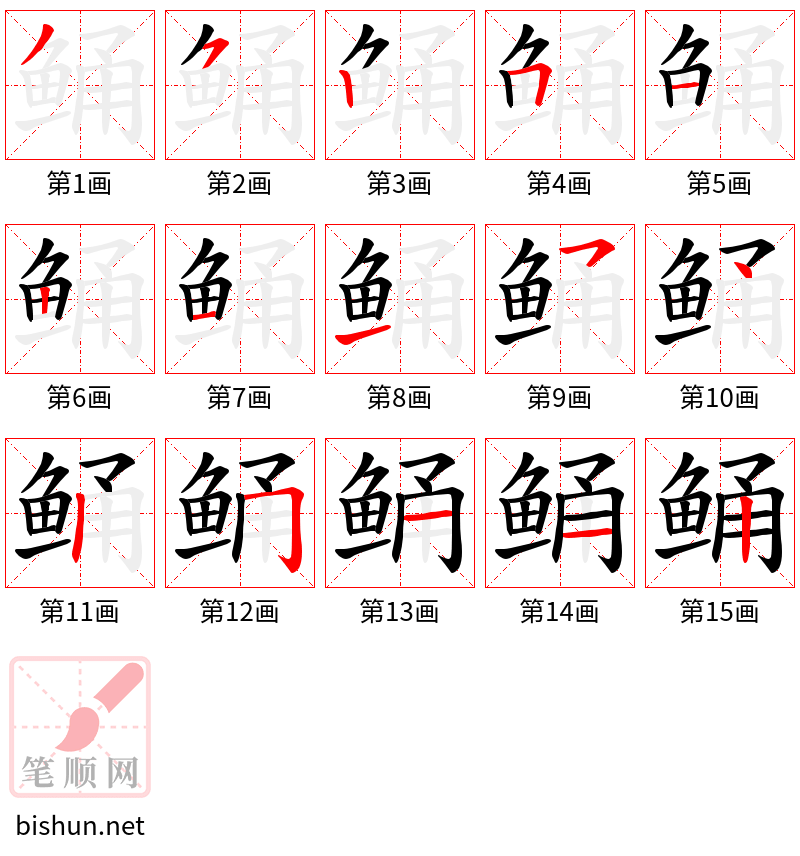 鲬 笔顺规范