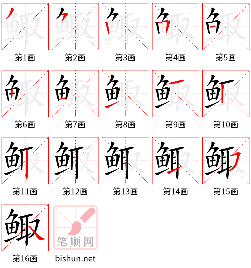 鲰 笔顺规范