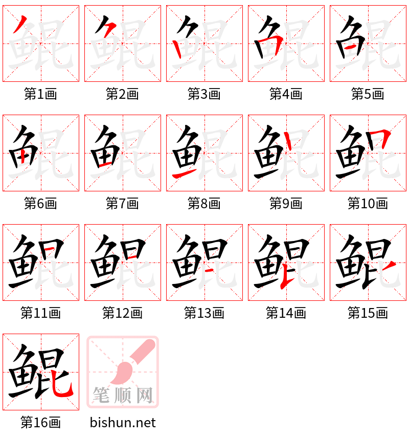 鲲 笔顺规范