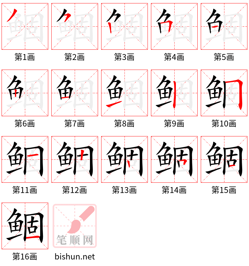 鲴 笔顺规范