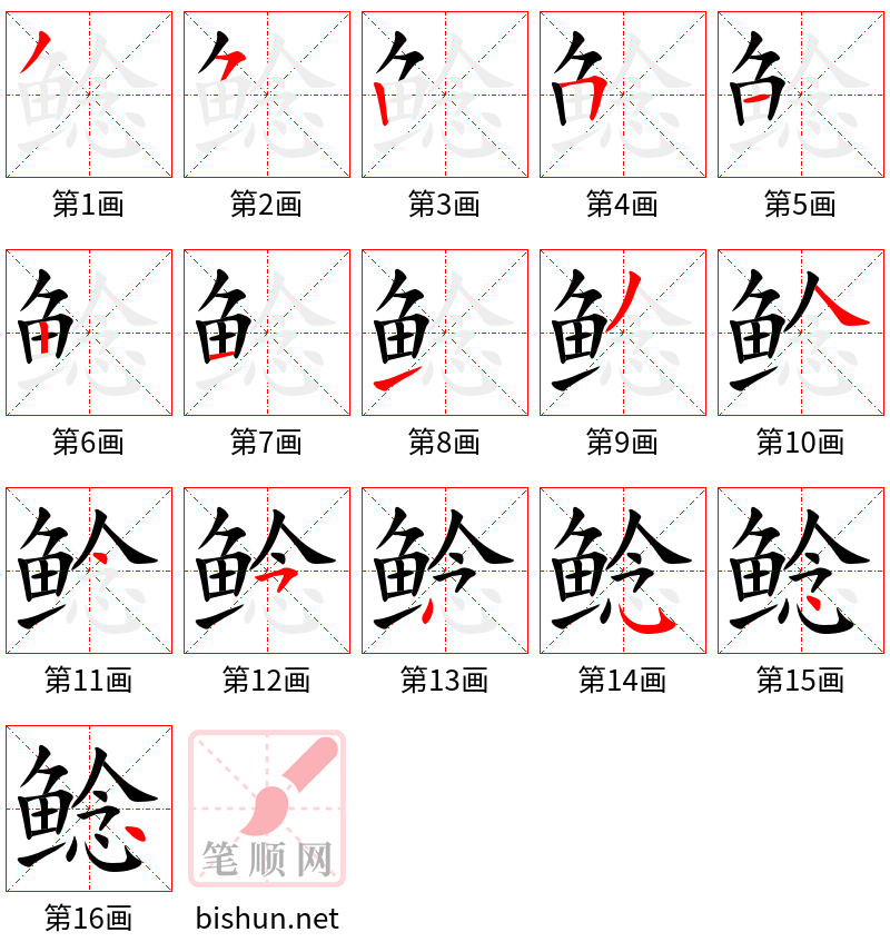 鲶 笔顺规范