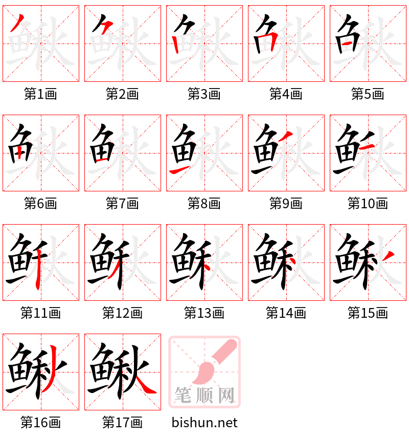 鳅 笔顺规范