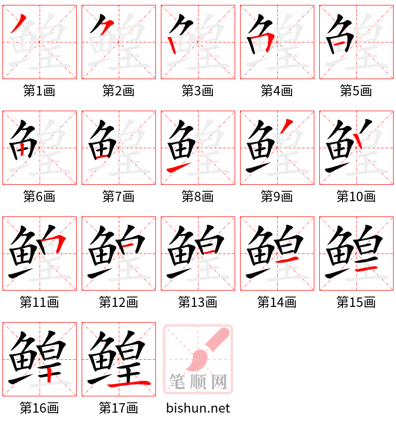 鳇 笔顺规范