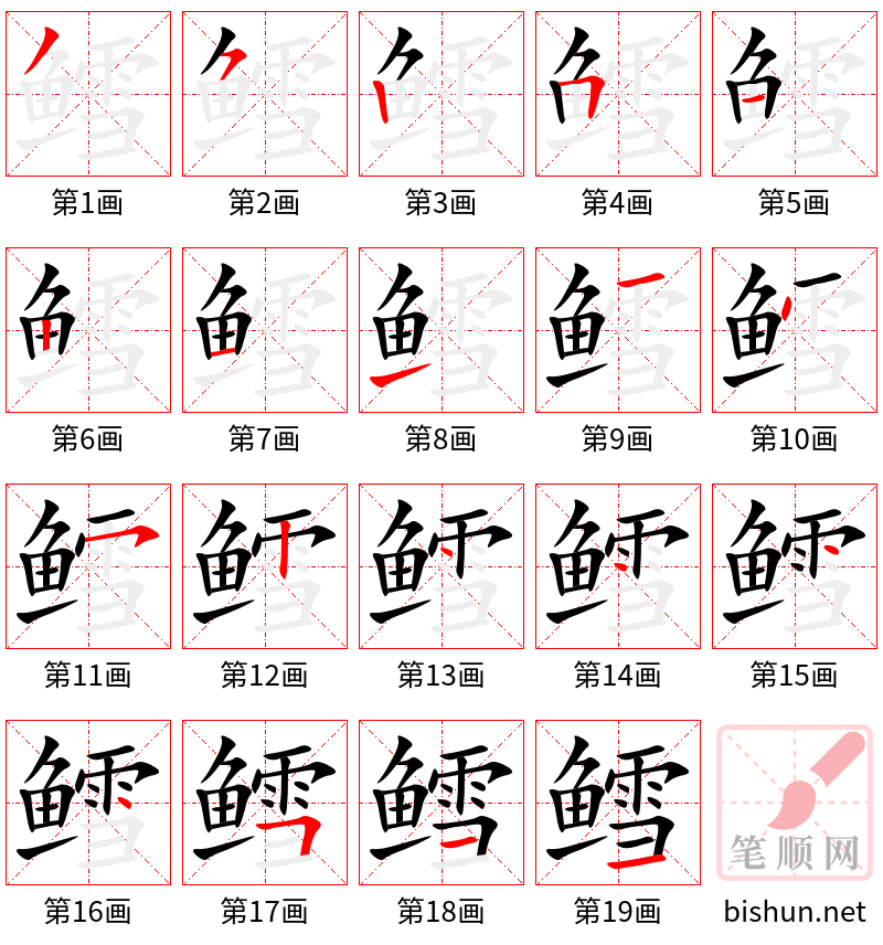 鳕 笔顺规范