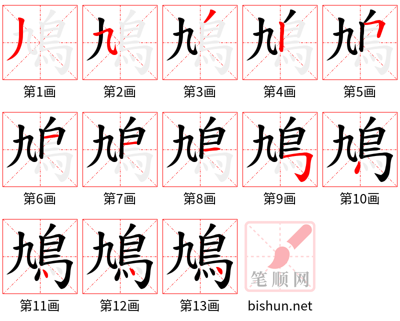 鳩 笔顺规范