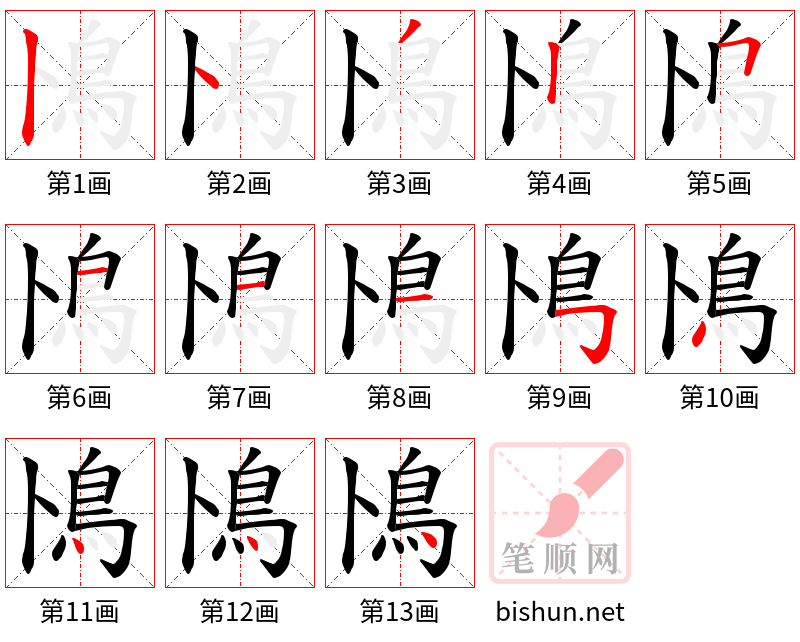 鳪 笔顺规范