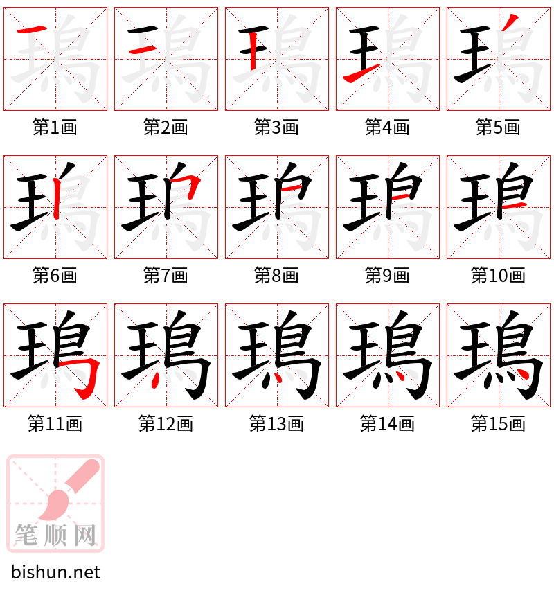 鳿 笔顺规范