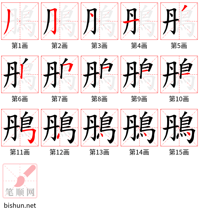 鴅 笔顺规范