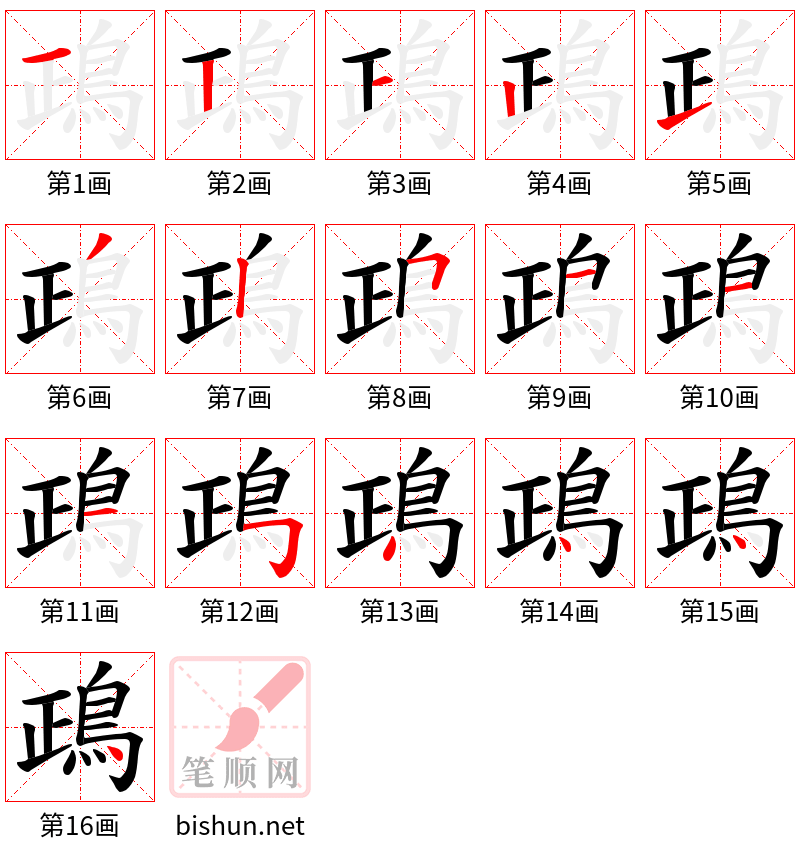 鴊 笔顺规范