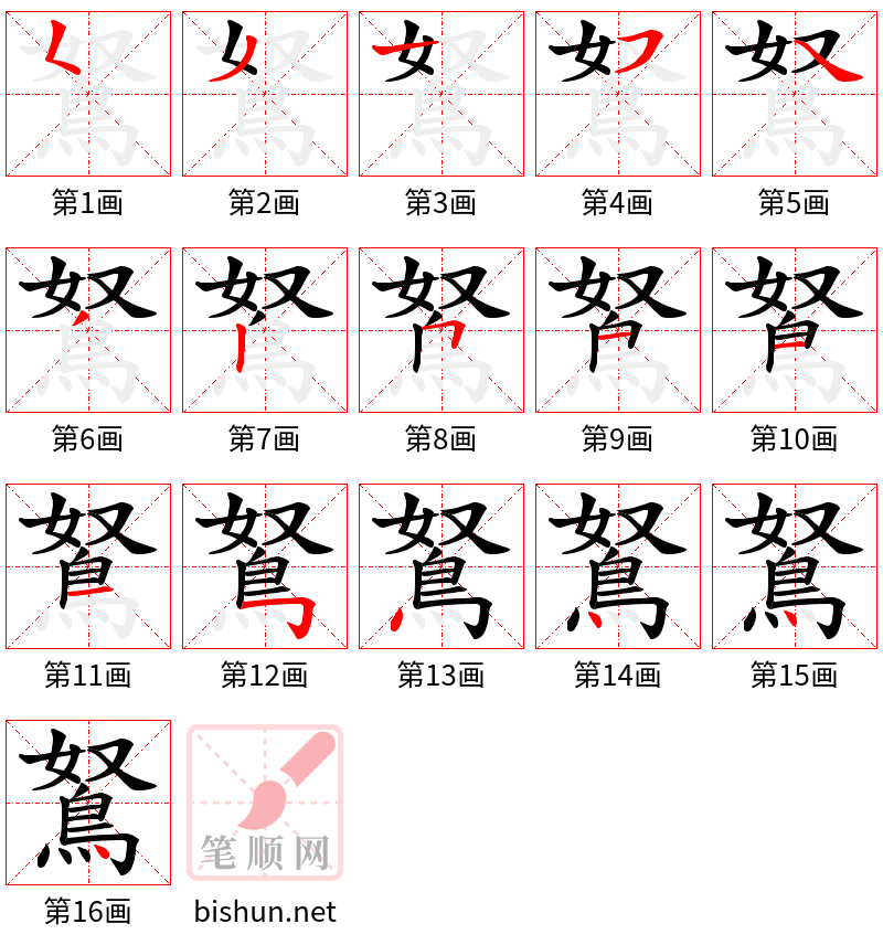 鴑 笔顺规范