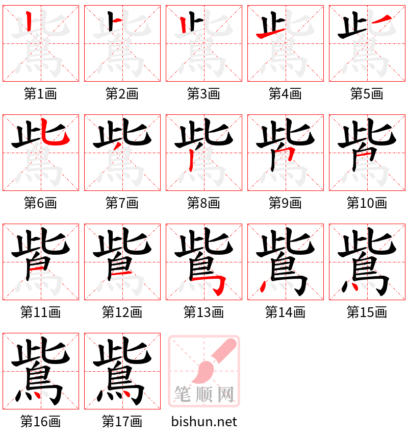 鴜 笔顺规范