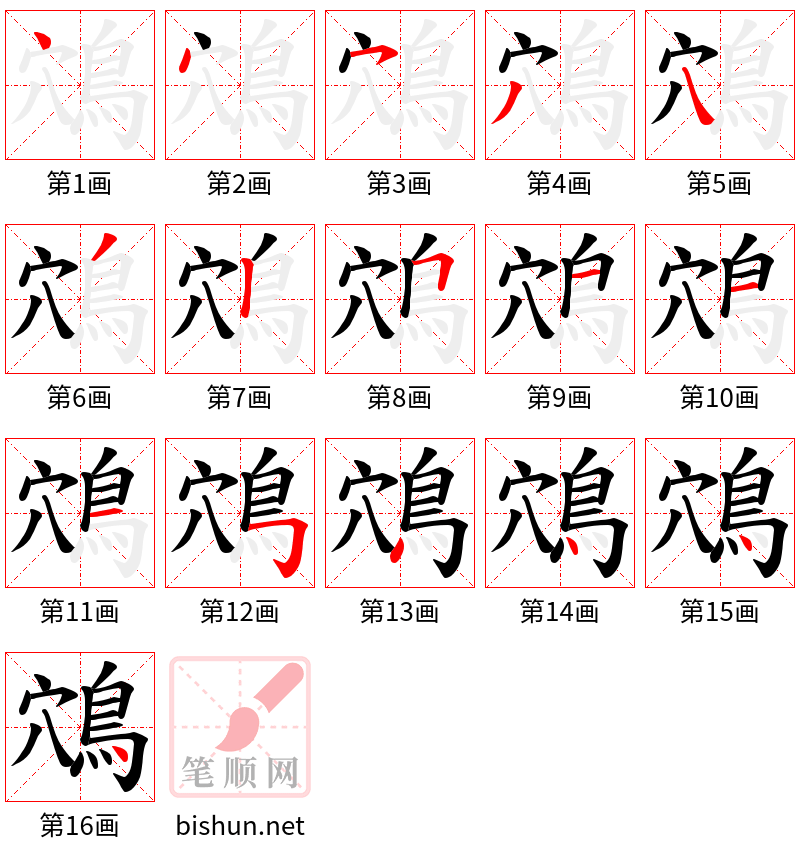 鴪 笔顺规范