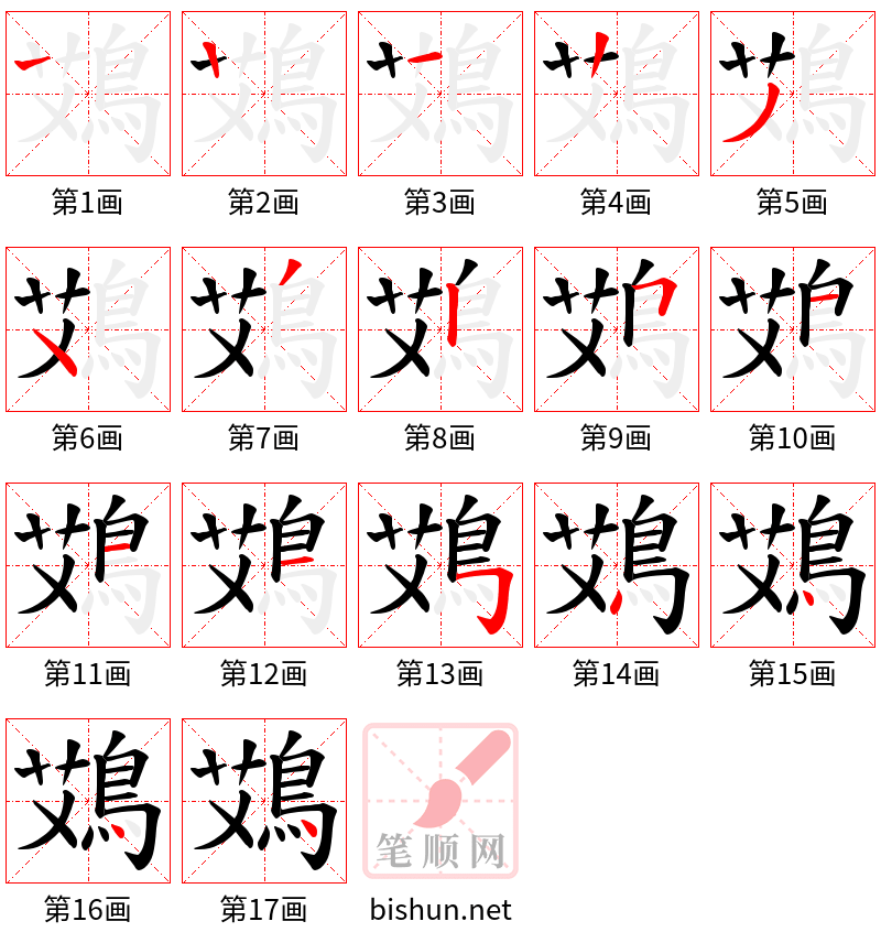 鴱 笔顺规范