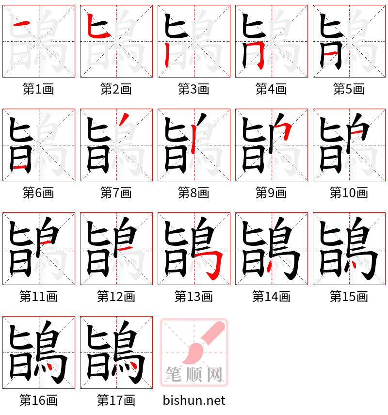 鴲 笔顺规范