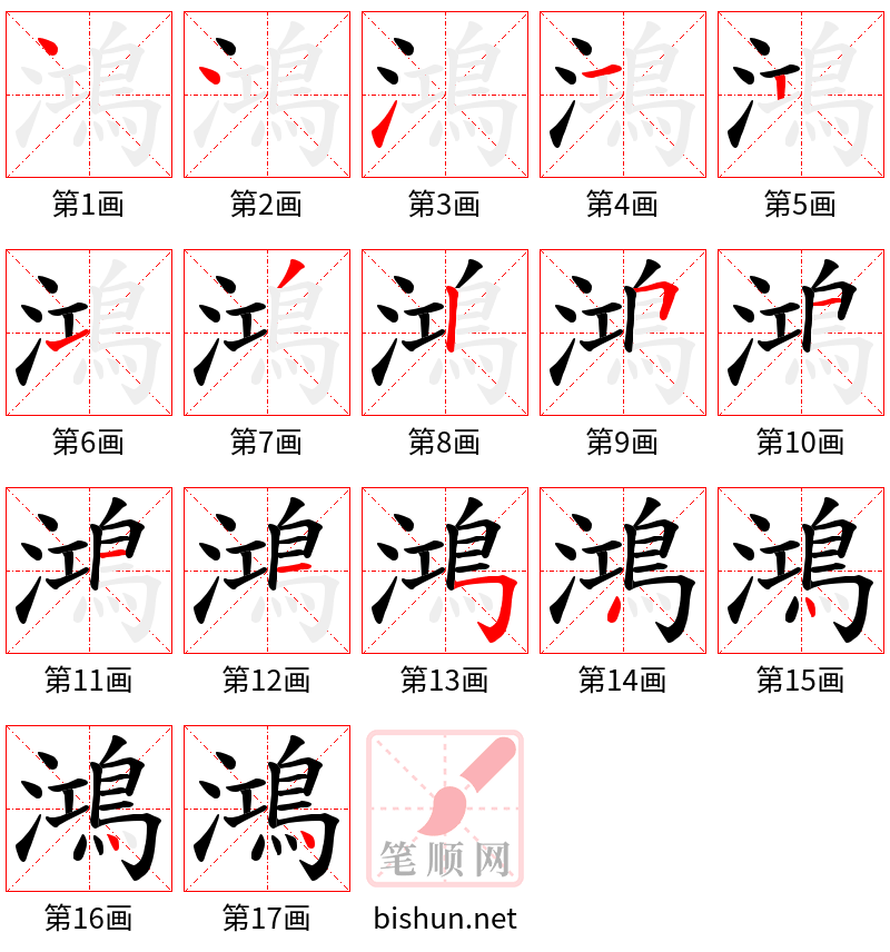 鴻 笔顺规范