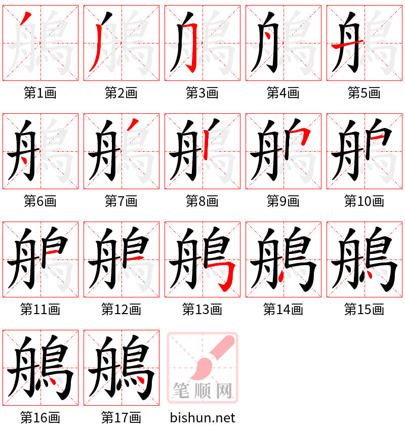 鵃 笔顺规范