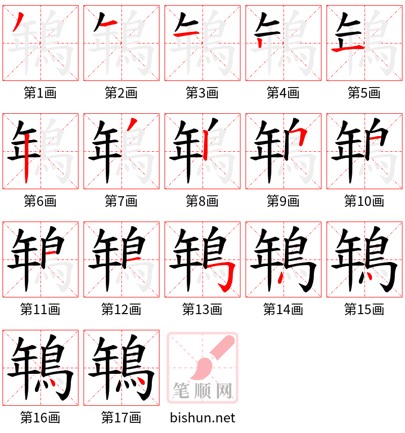 鵇 笔顺规范