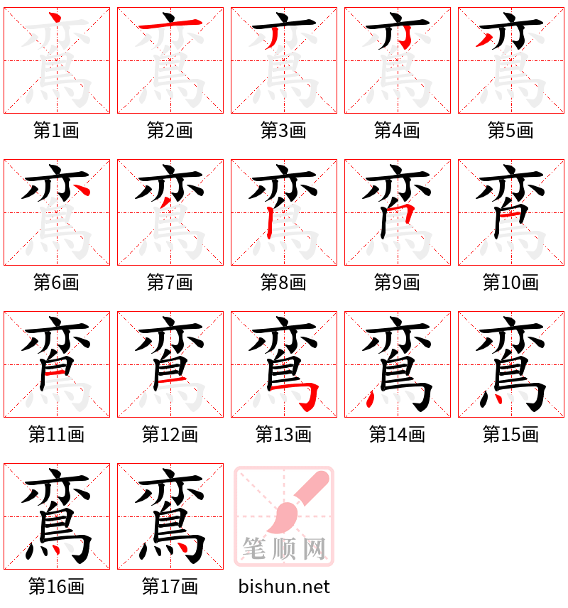 鵉 笔顺规范