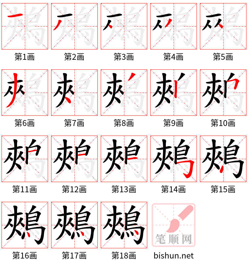 鵊 笔顺规范