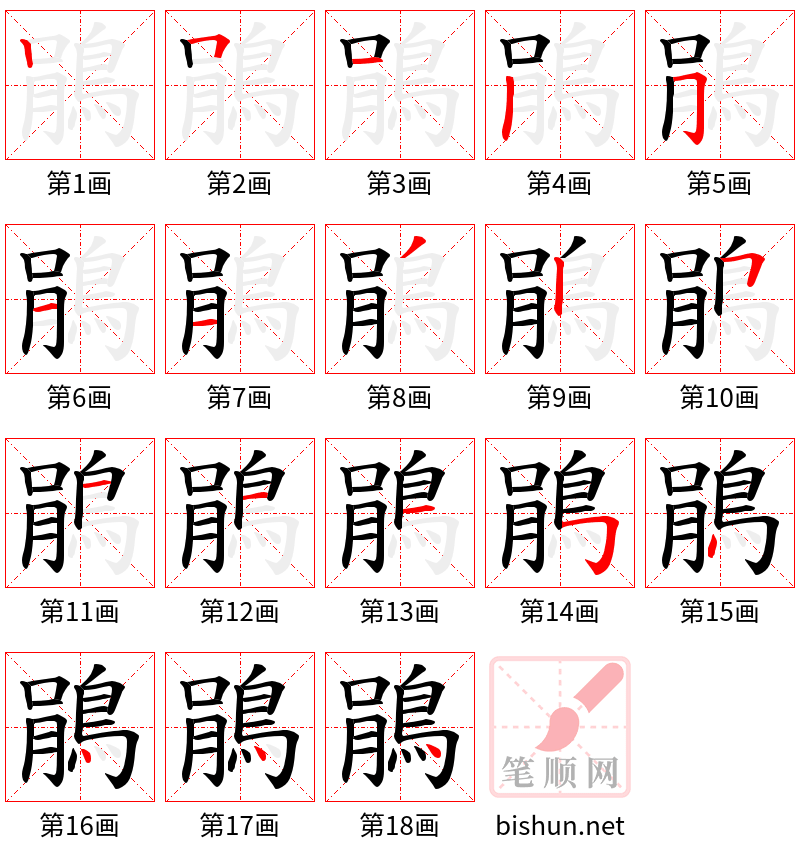 鵑 笔顺规范