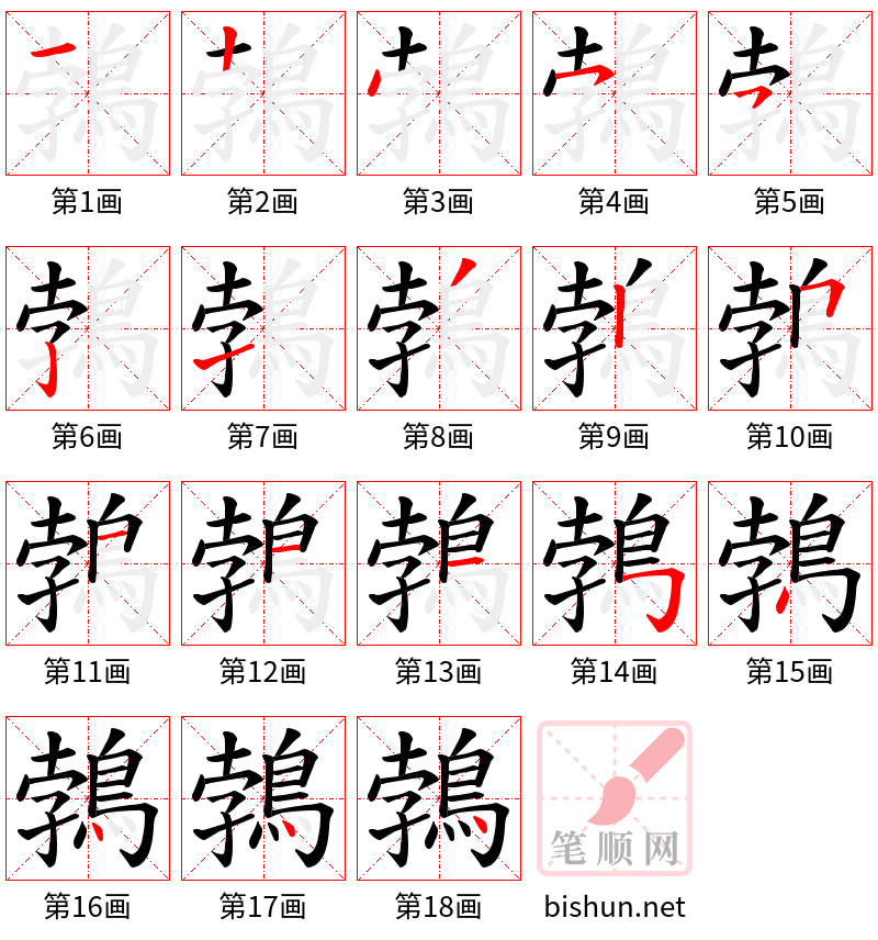 鵓 笔顺规范