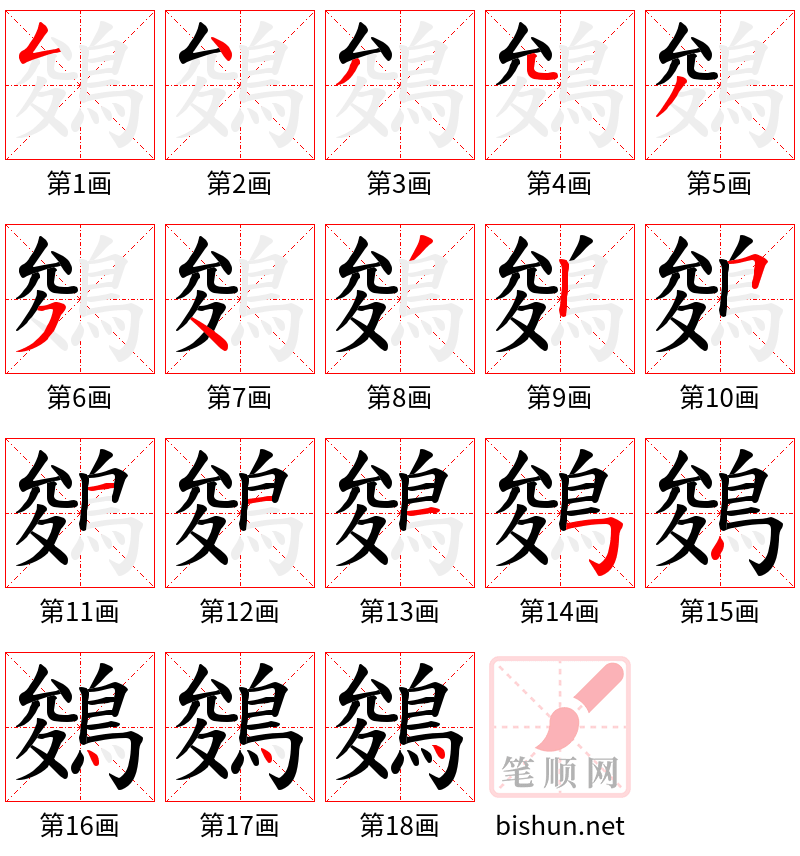 鵕 笔顺规范