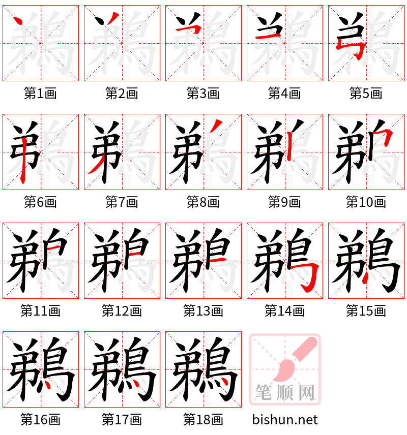 鵜 笔顺规范