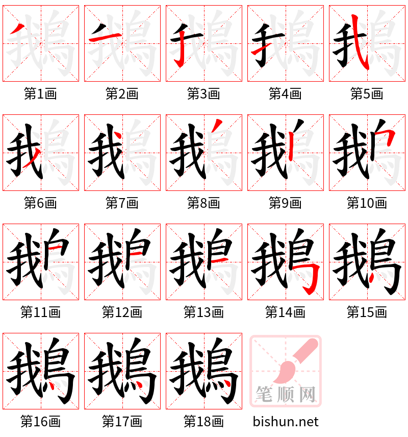 鵝 笔顺规范