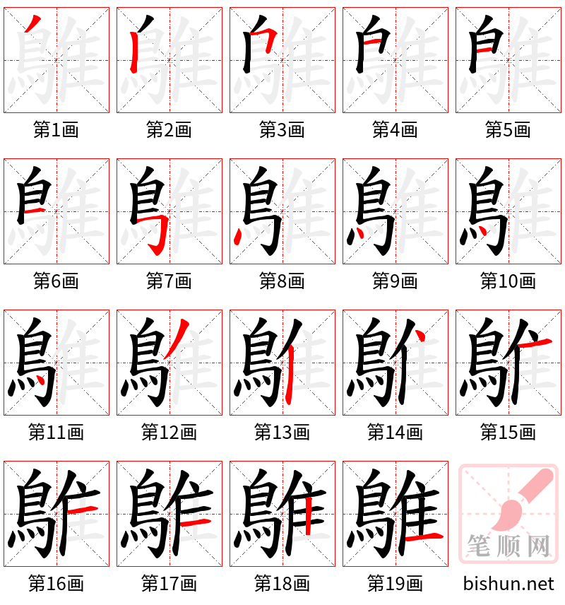 鵻 笔顺规范