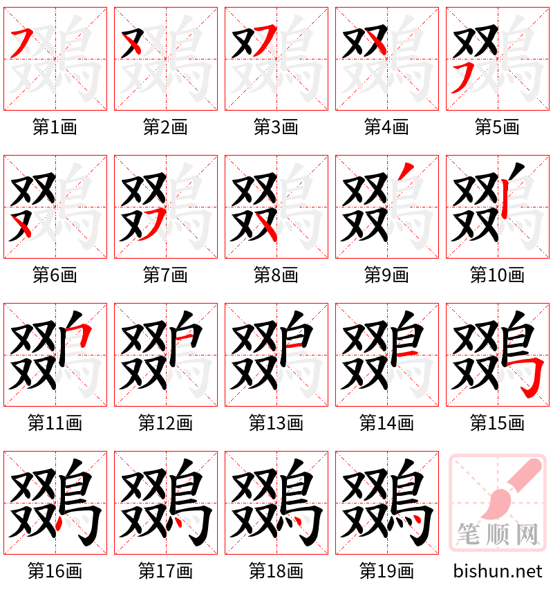 鵽 笔顺规范