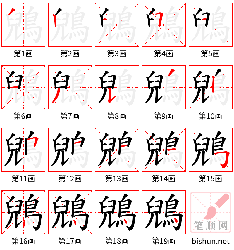 鶂 笔顺规范