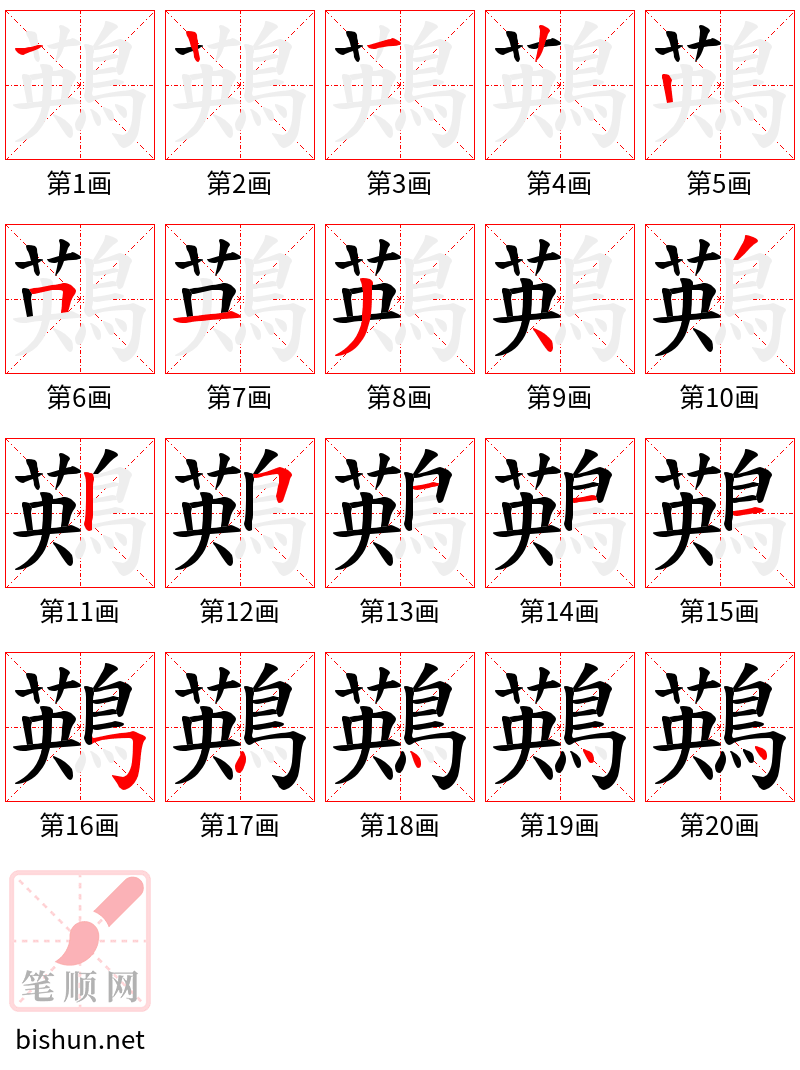 鶧 笔顺规范