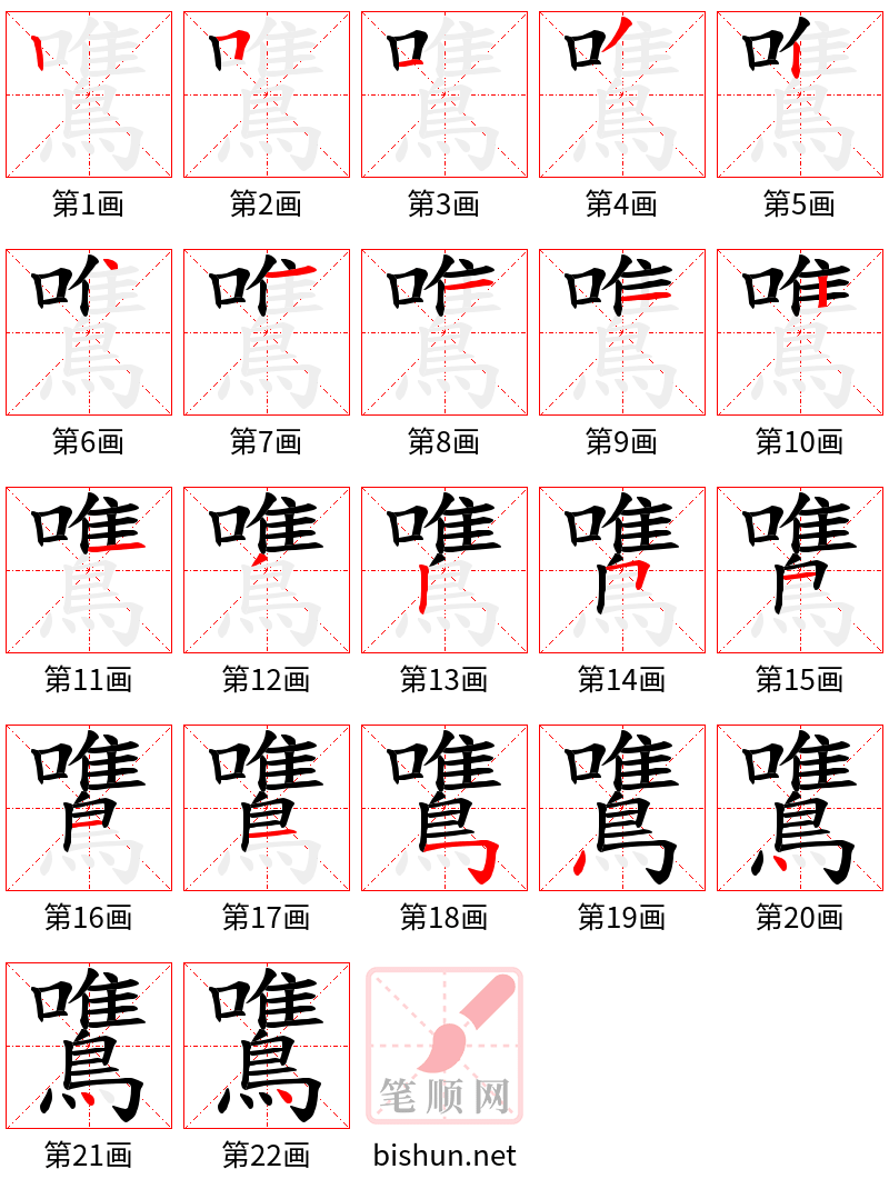 鷕 笔顺规范