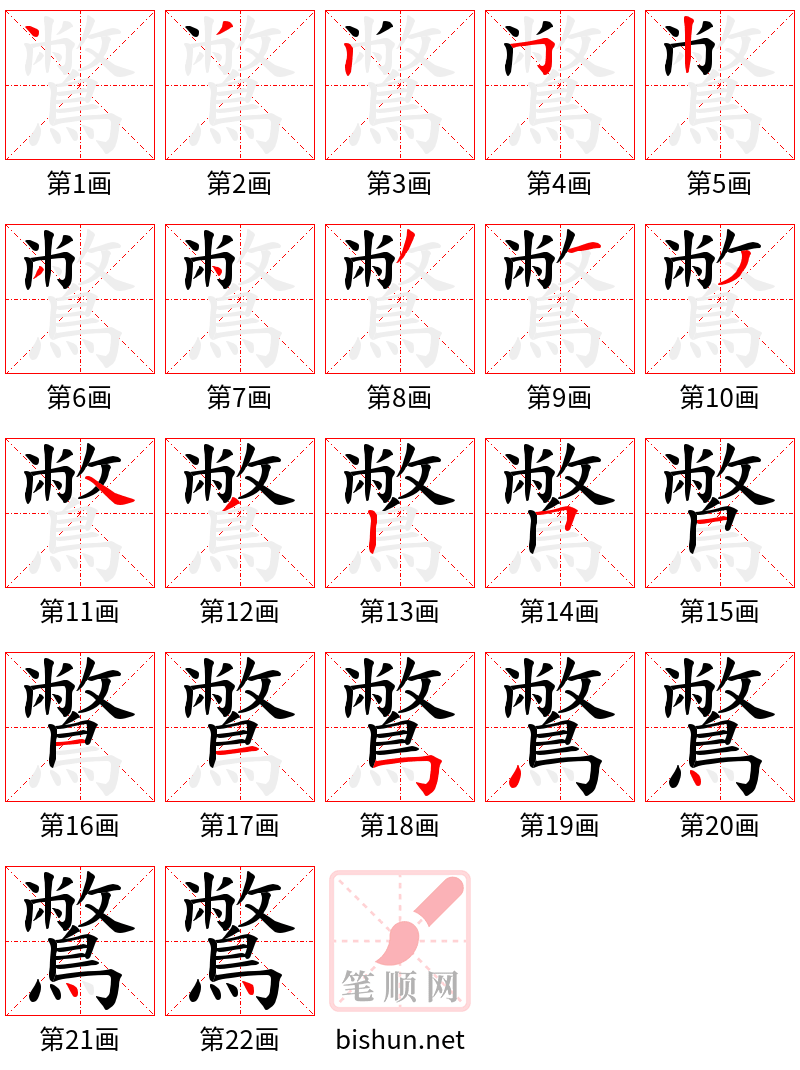 鷩 笔顺规范