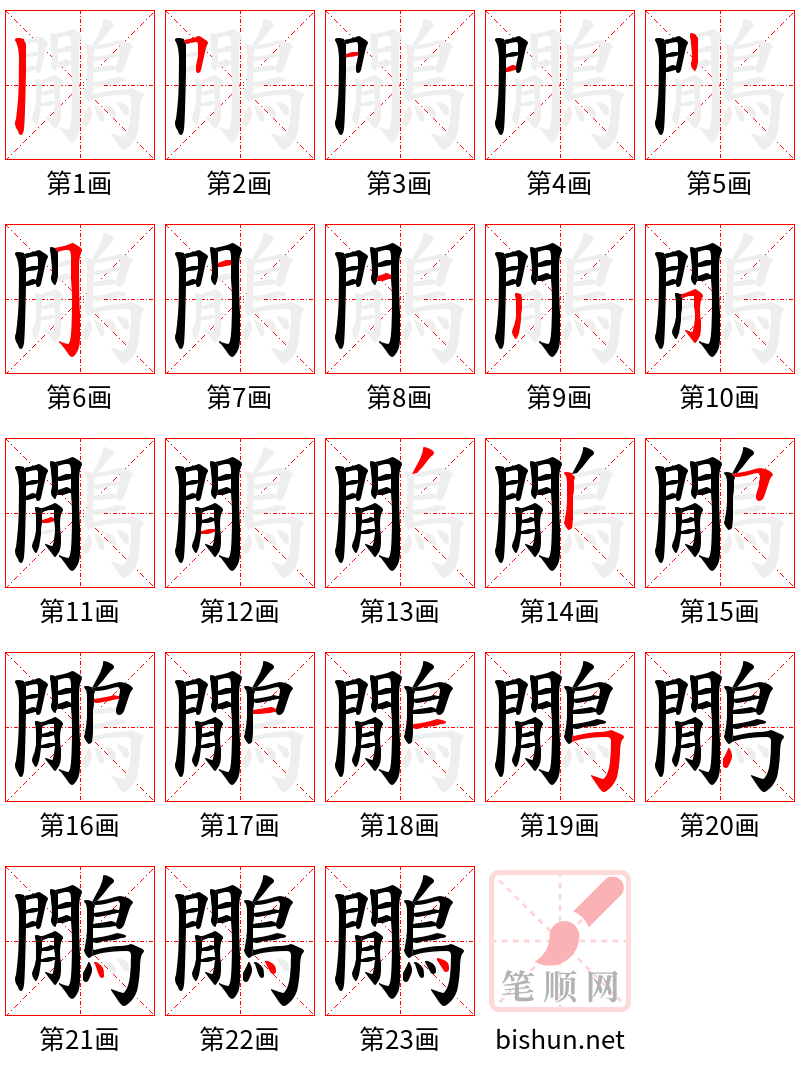 鷳 笔顺规范