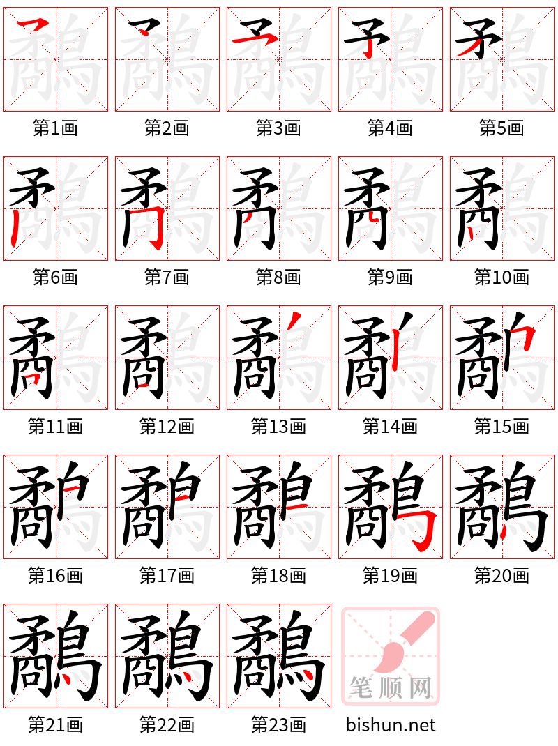 鷸 笔顺规范