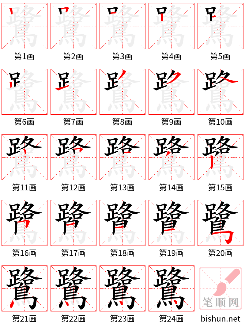 鷺 笔顺规范