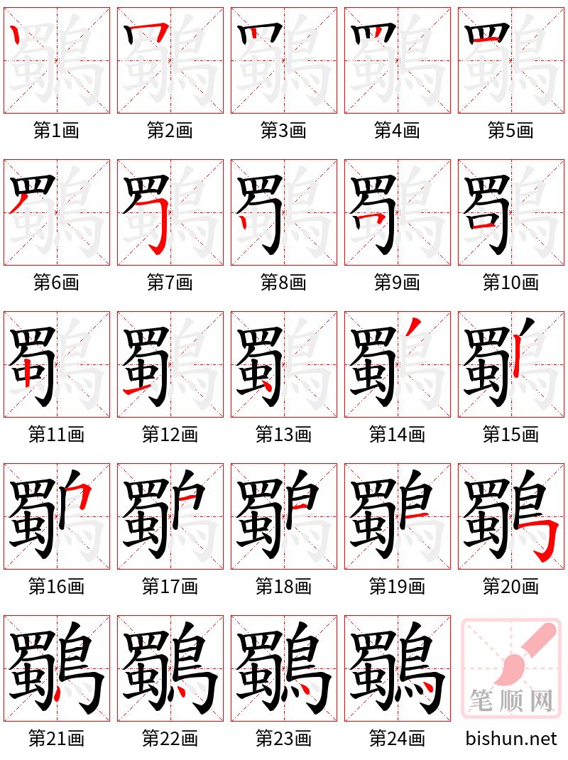 鸀 笔顺规范