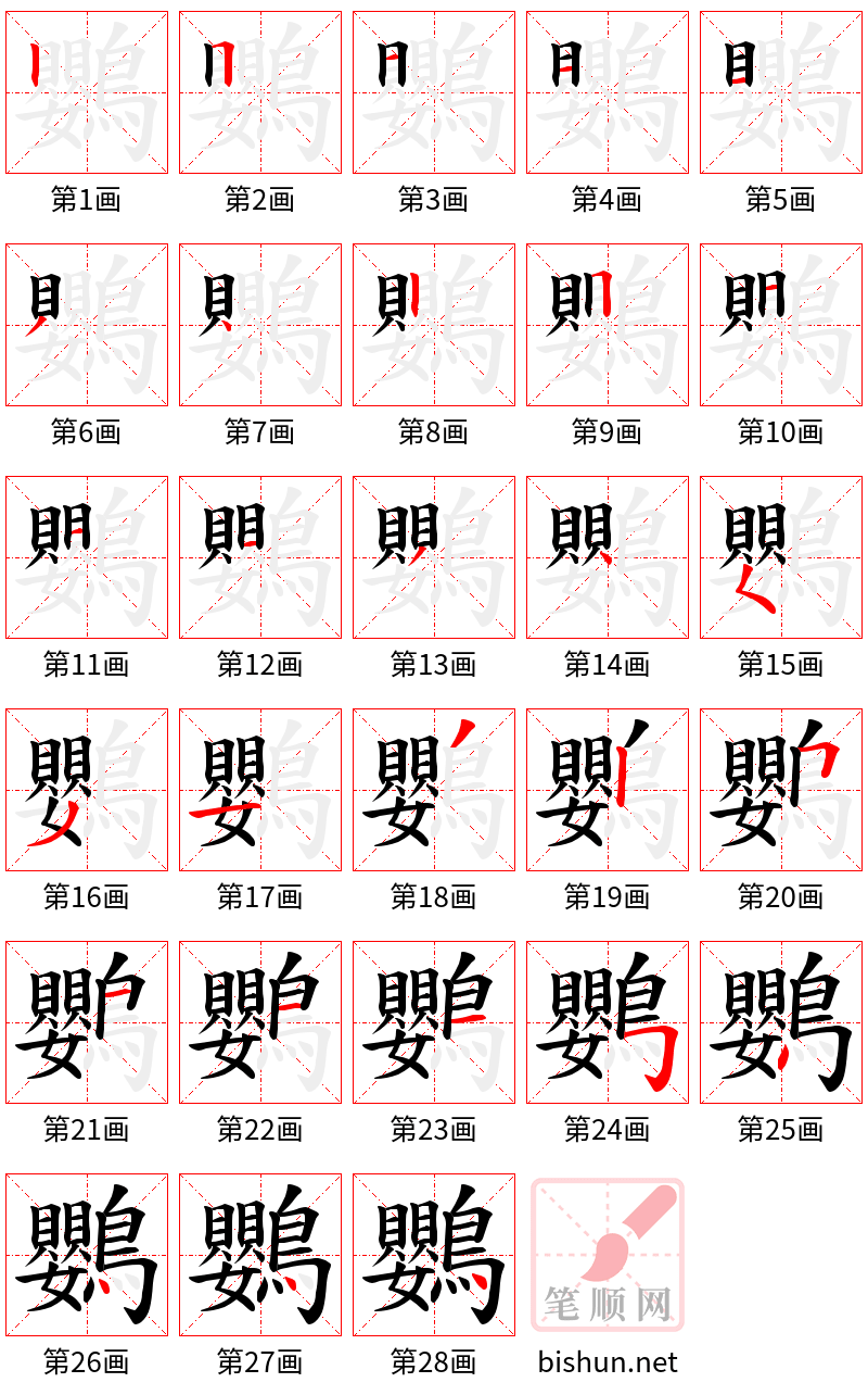 鸚 笔顺规范