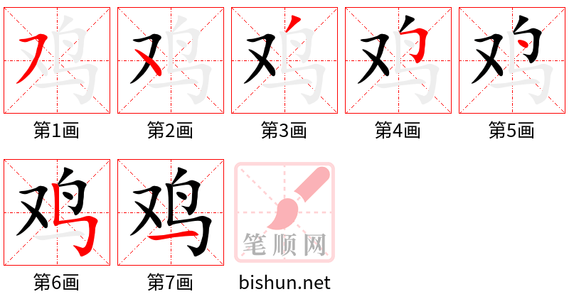 鸡 笔顺规范