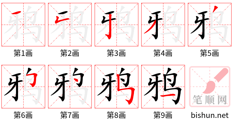 鸦 笔顺规范