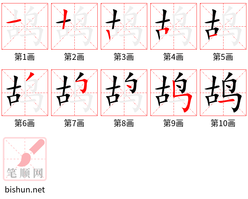 鸪 笔顺规范