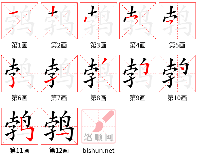 鹁 笔顺规范